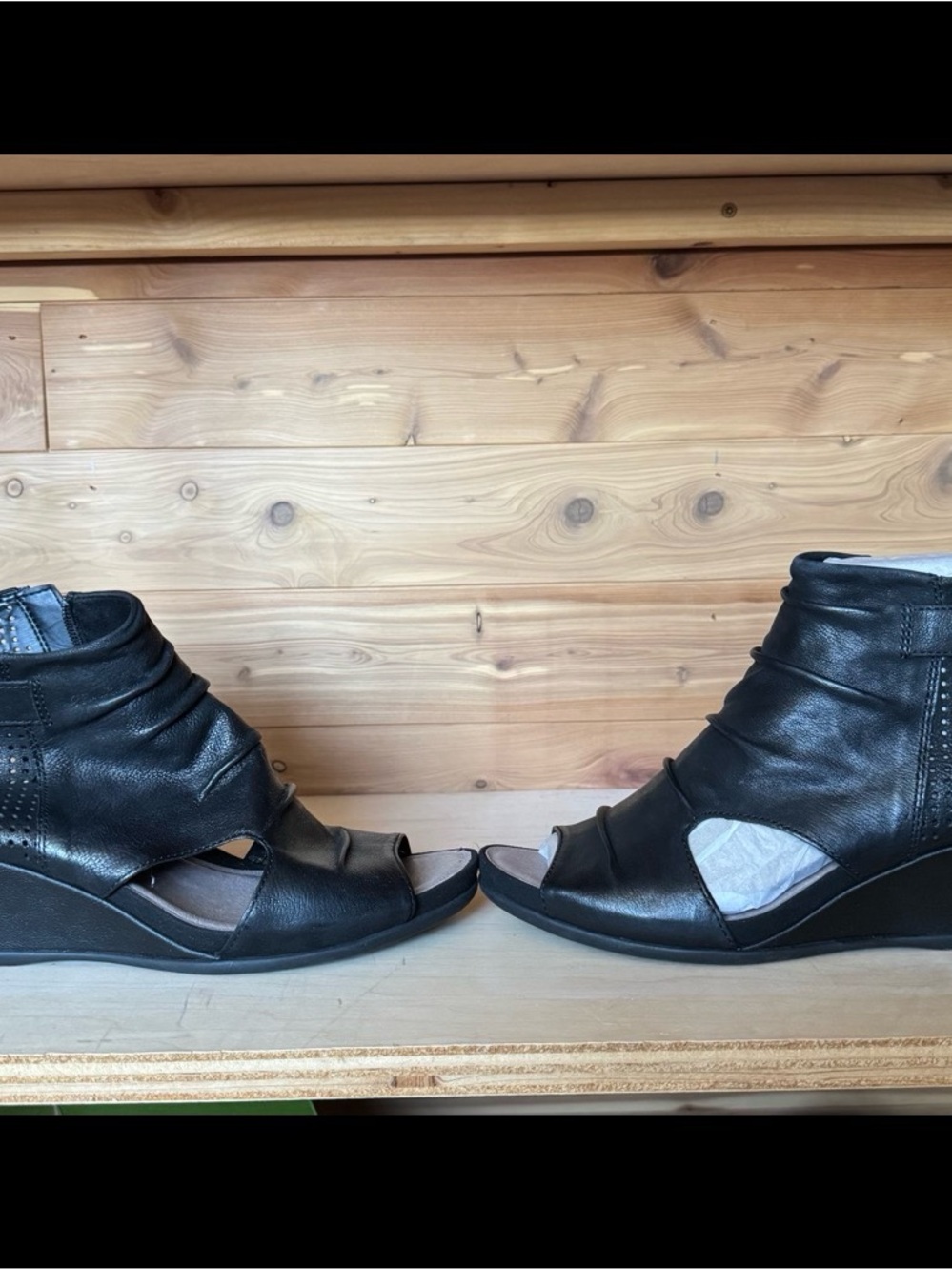 Earth Black Cutout Leather Ankle Bootie - Picture 2 of 7